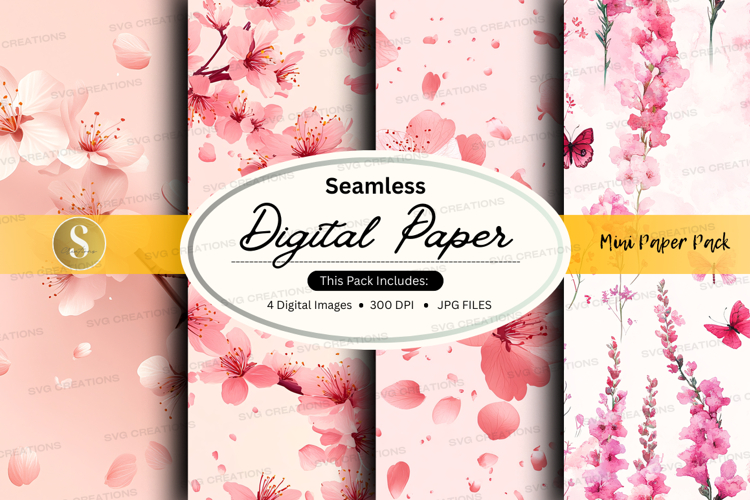 Seamless digital paper with floral patterns