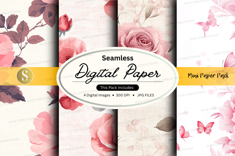 Seamless digital paper with floral designs