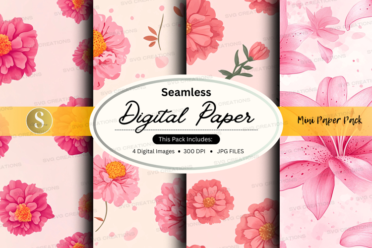 Seamless digital paper with floral pattern