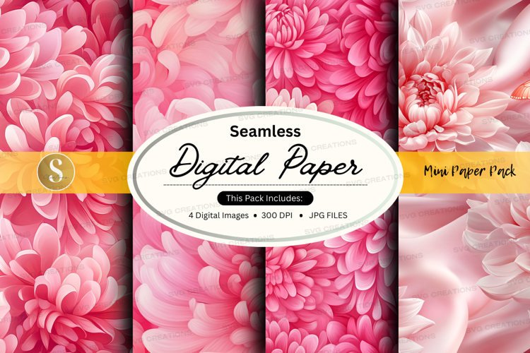 Seamless digital paper with pink floral pattern