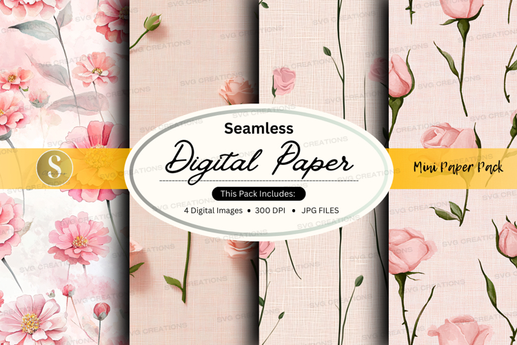 Seamless digital paper with floral pattern