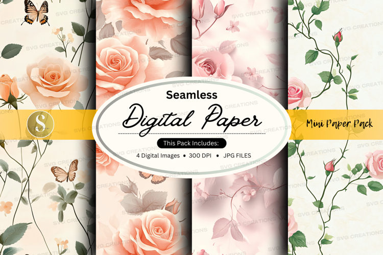 Seamless floral digital paper pack