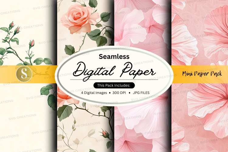 Seamless digital paper with floral designs