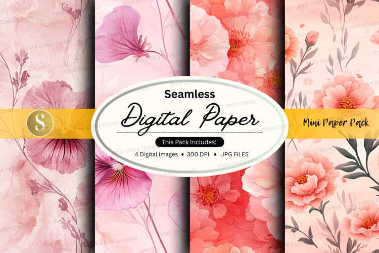 Seamless floral digital paper pack