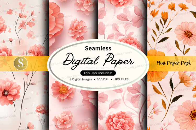 Seamless floral digital paper pack