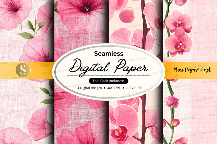 Seamless digital paper with pink floral pattern