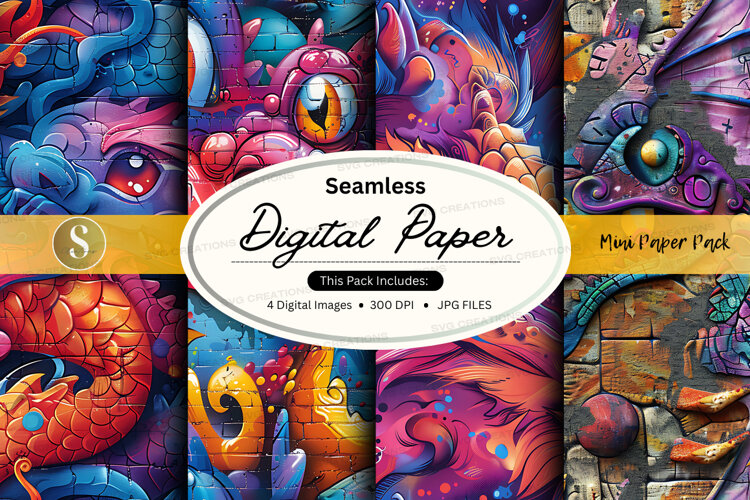 Seamless digital paper - mythical creatures example image 1