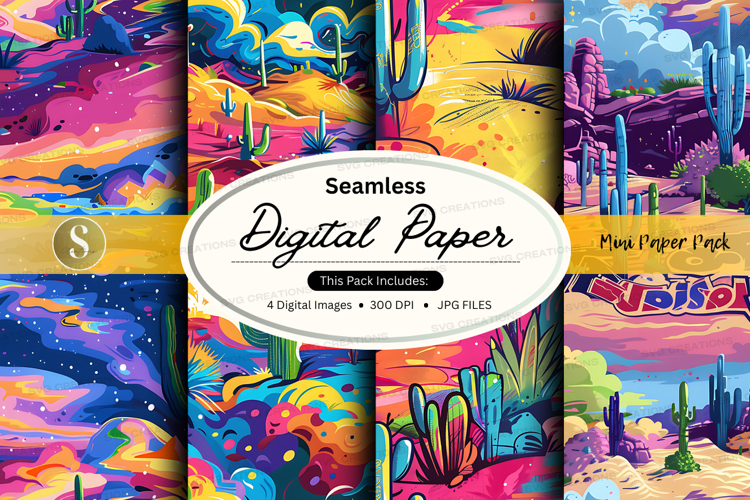 Seamless desert digital paper mockup