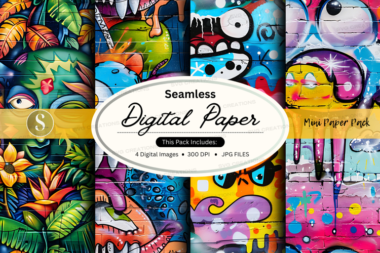 Seamless digital paper pack with colorful patterns