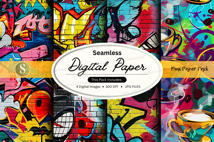 Seamless digital paper - graffiti wall pattern