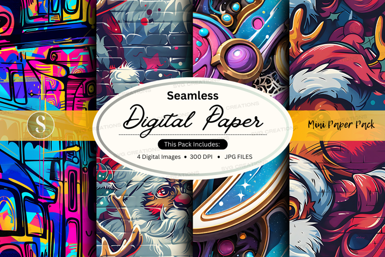 Seamless digital paper pack with fantasy designs