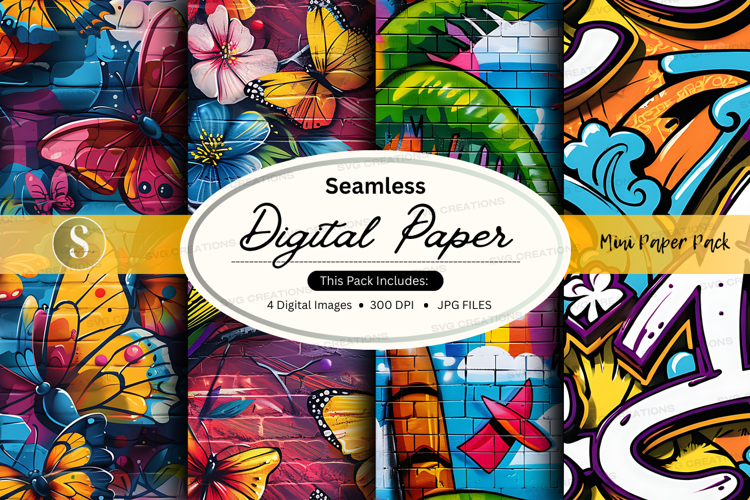 Seamless digital paper pack with butterfly and floral patter