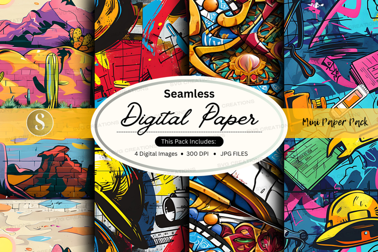 Seamless digital paper pack with colorful designs