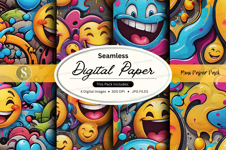 Seamless digital paper with emoji design