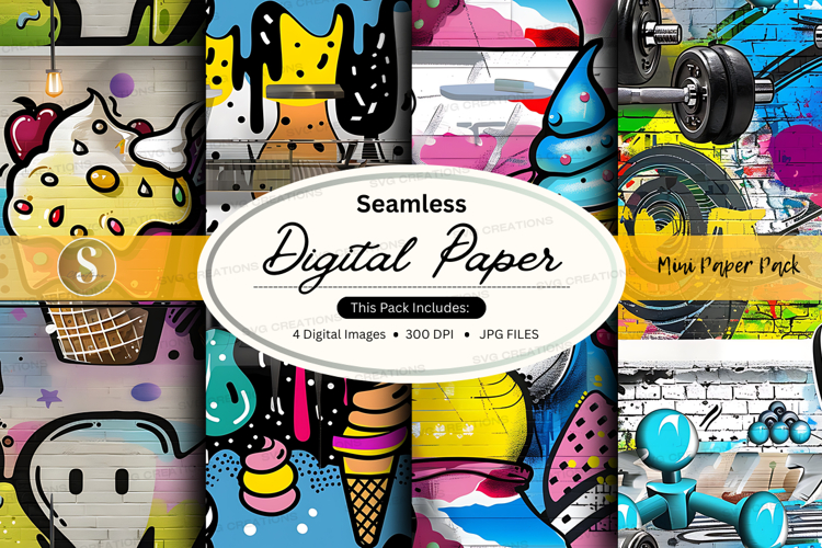 Seamless digital paper pack - mushroom theme