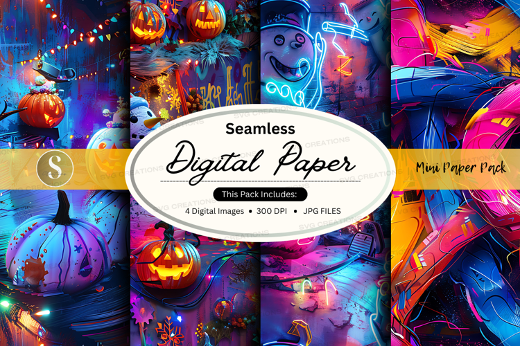 Seamless digital paper - halloween themed