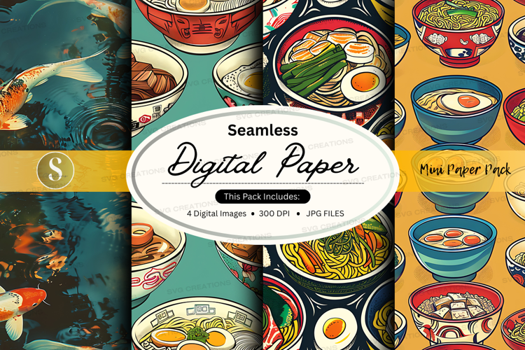 Seamless digital paper - ramen noodle pattern
