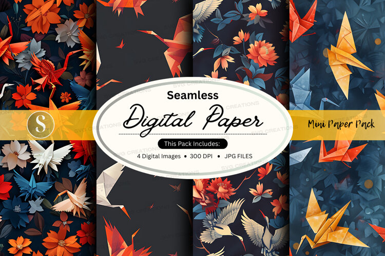 Origami paper digital pattern mockup example image 1