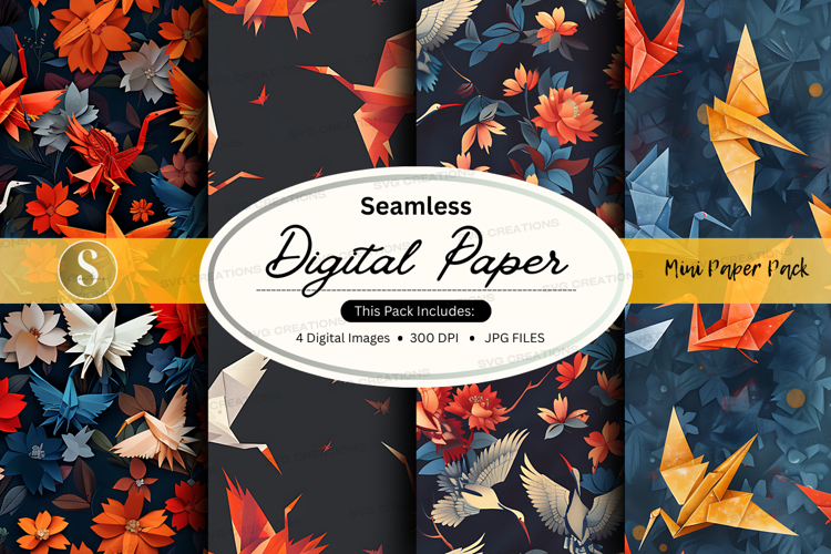 Origami paper digital pattern mockup