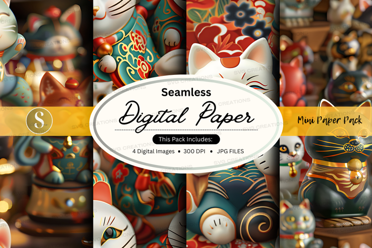 Seamless digital paper - maneki neko pattern
