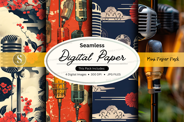 Seamless digital paper - vintage microphone pattern