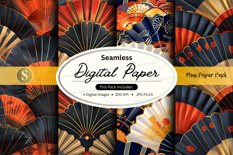 Seamless digital paper with fan designs