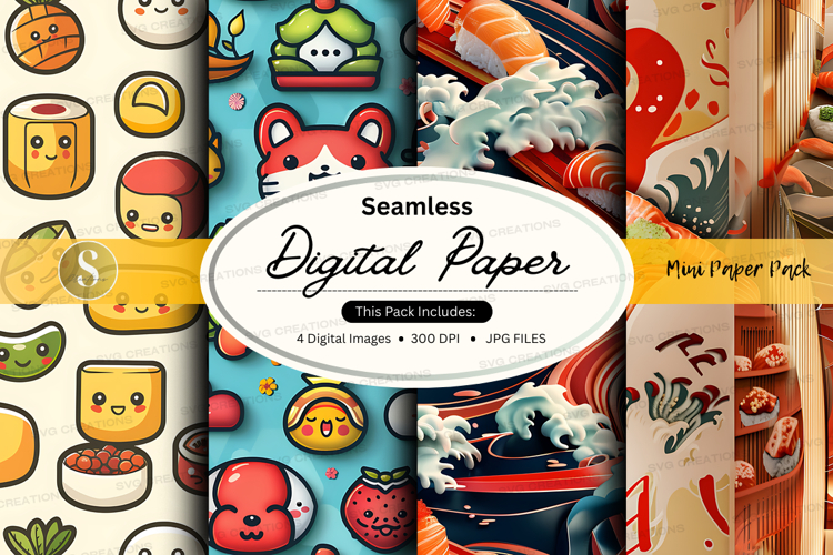 Seamless digital paper - sushi and japanese food theme