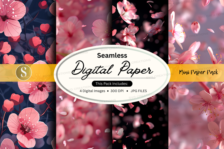 Seamless digital paper with pink floral pattern
