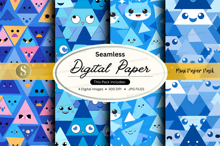 Seamless digital paper with kawaii monster pattern example image 1