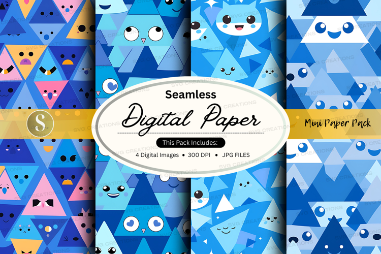 Seamless digital paper with kawaii monster pattern