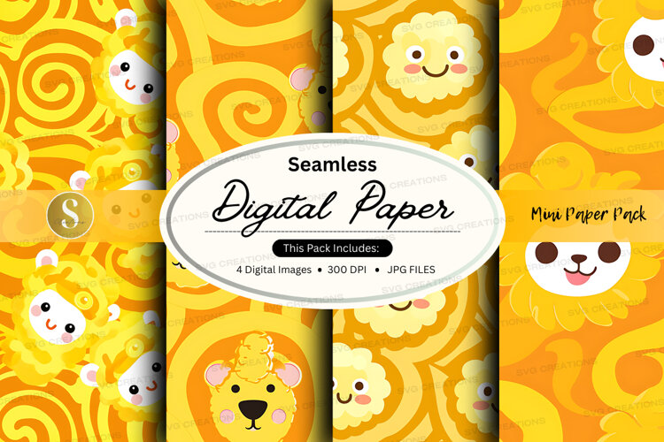 Seamless digital paper mockup with mushroom pattern example image 1
