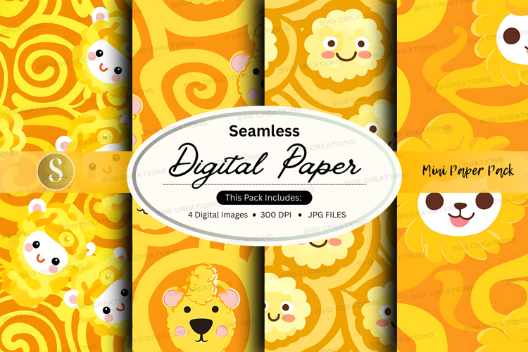 Seamless digital paper mockup with mushroom pattern