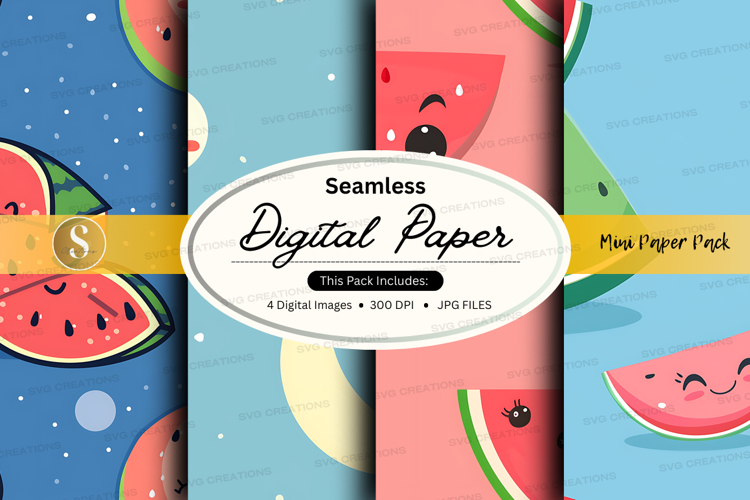 Seamless digital paper with watermelon pattern