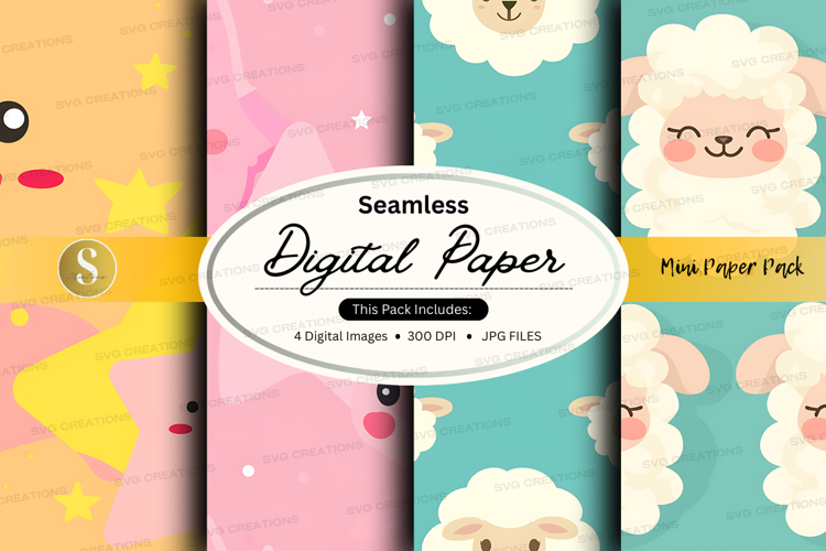 Seamless digital paper - cute sheep pattern