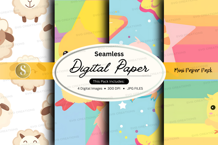 Seamless digital paper with pastel sheep pattern