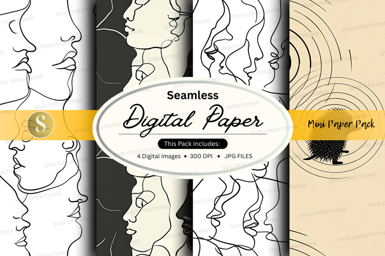 Seamless digital paper - face silhouettes pattern