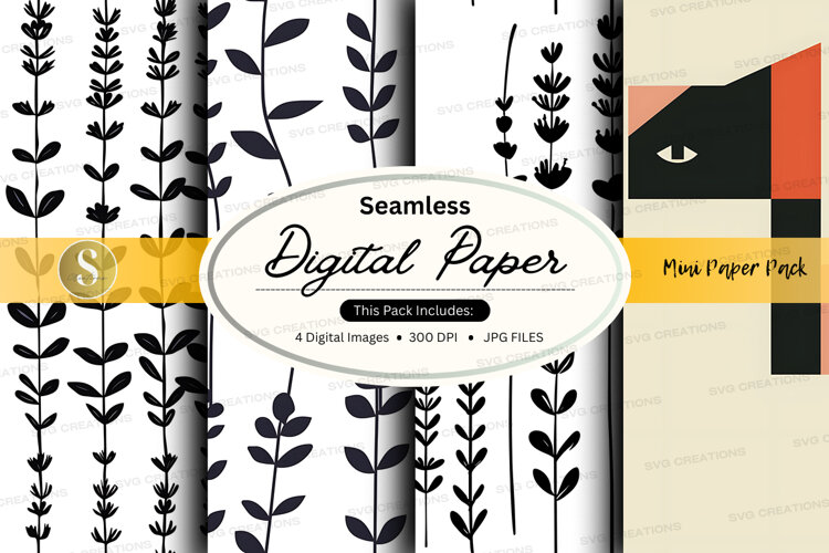Seamless digital paper with botanical pattern example image 1