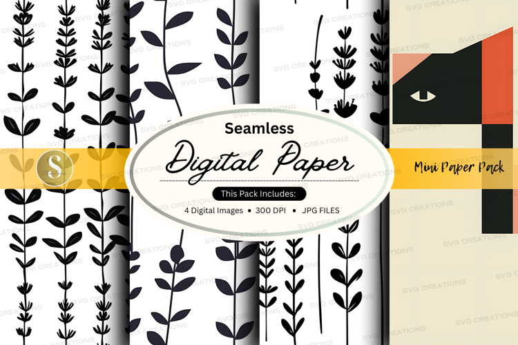 Seamless digital paper with botanical pattern