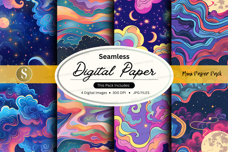 Seamless digital paper - space themed pattern