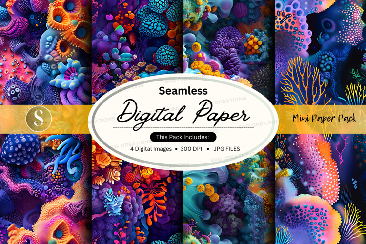 Seamless digital paper - coral reef pattern