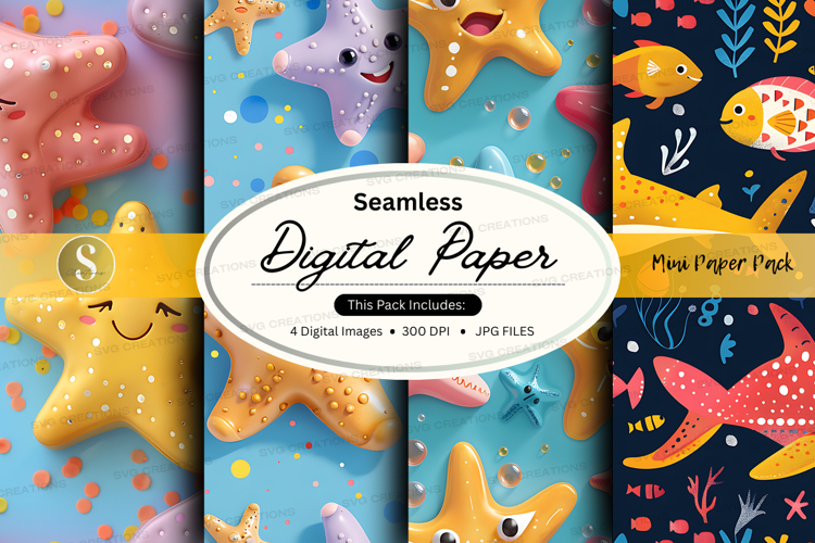 Seamless digital paper - ocean themed pattern