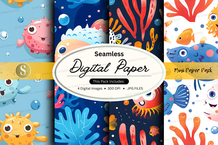 Seamless digital paper - underwater theme example image 1