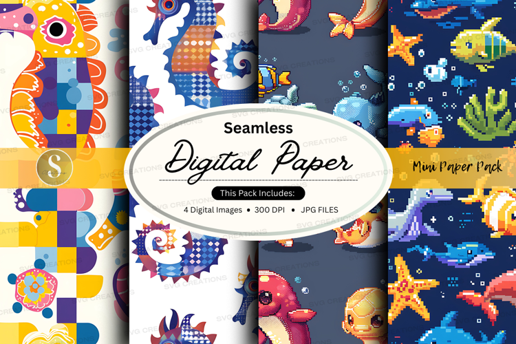 Seamless digital paper with ocean theme