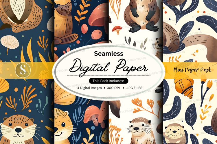 Seamless digital paper - woodland animals pattern