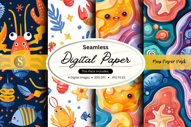 Seamless digital paper - ocean themed pattern