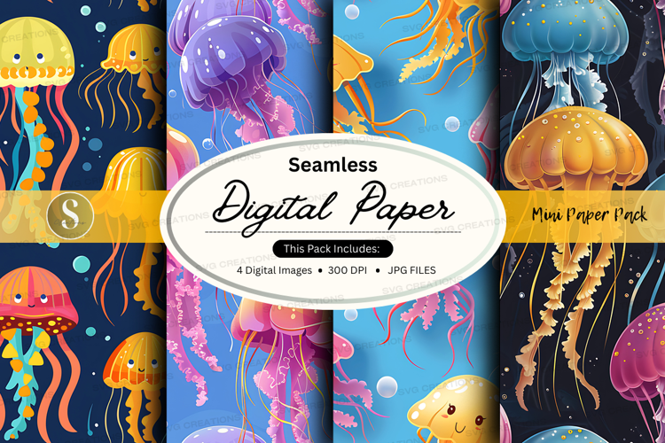 Seamless digital paper - jellyfish pattern