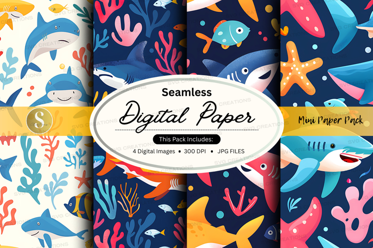 Seamless digital paper - ocean life pattern