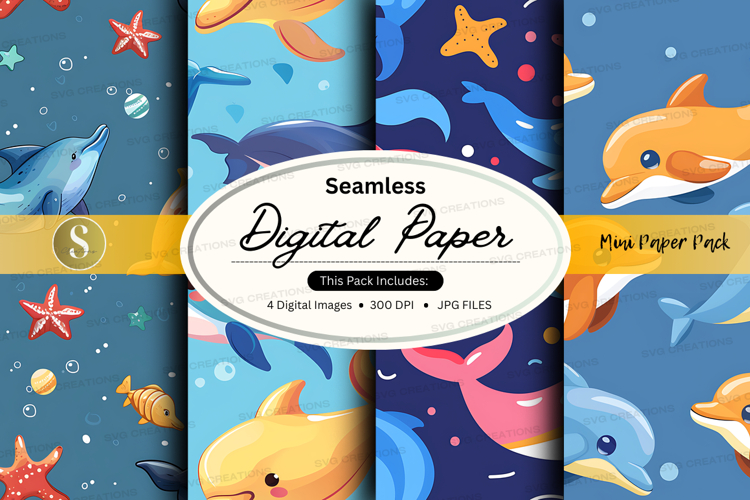 Seamless digital paper with ocean theme