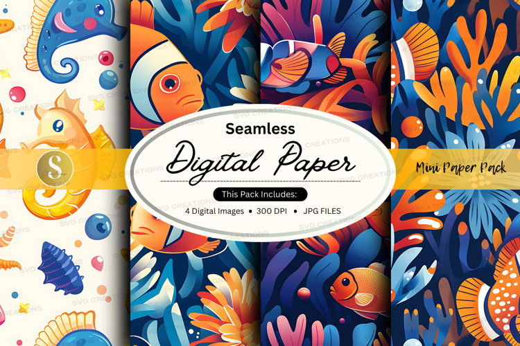 Seamless digital paper with ocean theme