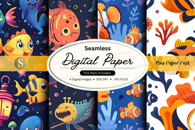Seamless digital paper with ocean theme